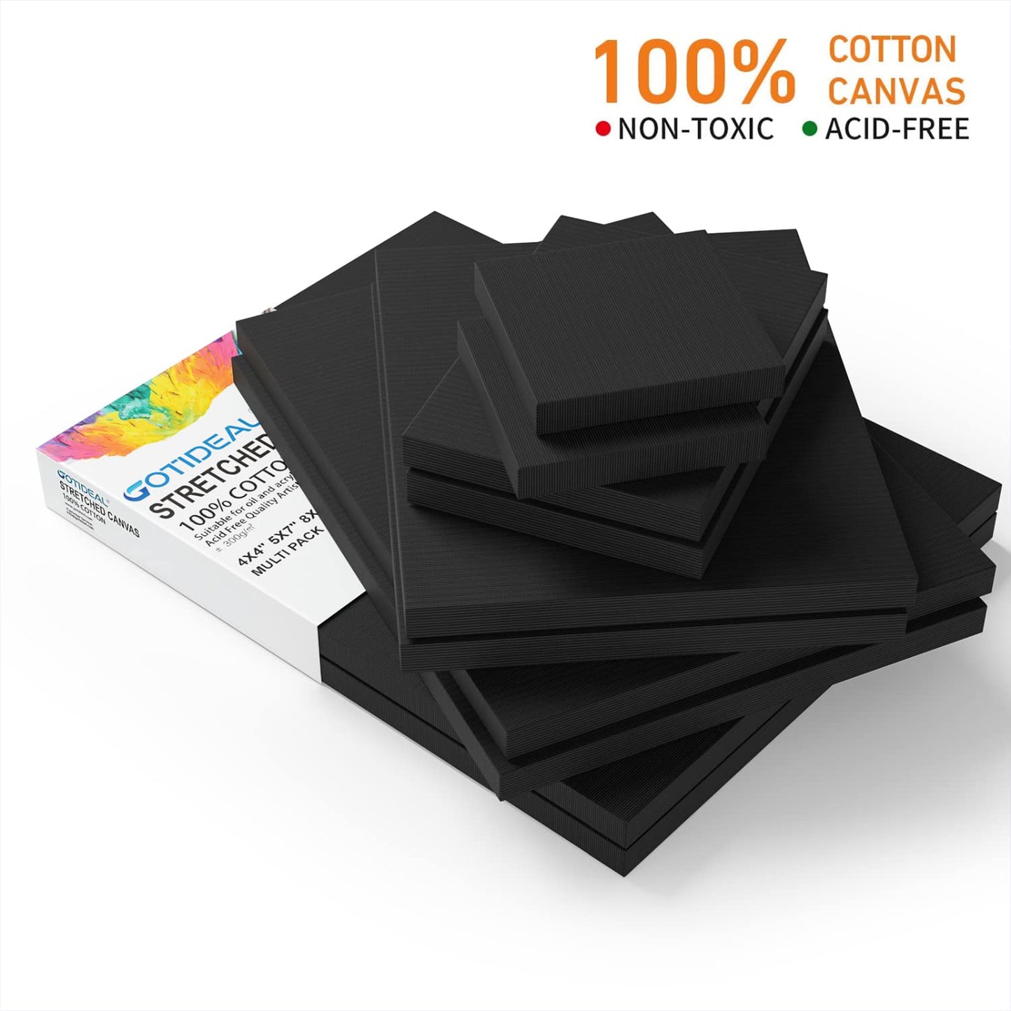 White Primed Stretched Canvas - 10 Pack (Multiple Sizes Available)