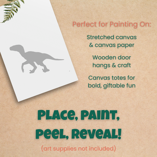 Velociraptor Dinosaur Adhesive Stencil - 6”