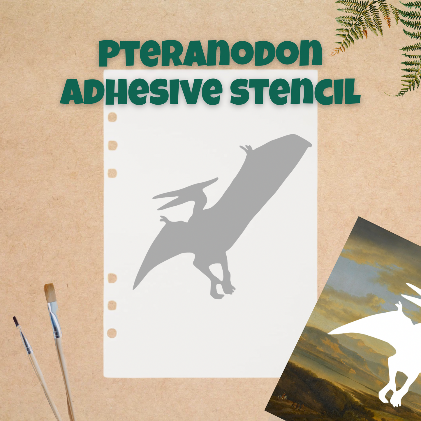 Pteranodon Dinosaur Adhesive Stencil - 6”