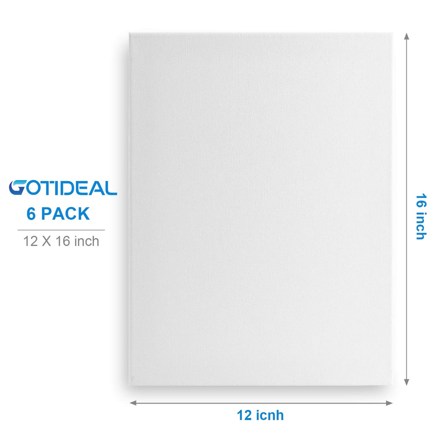 White Primed Stretched Canvas - 10 Pack (Multiple Sizes Available)