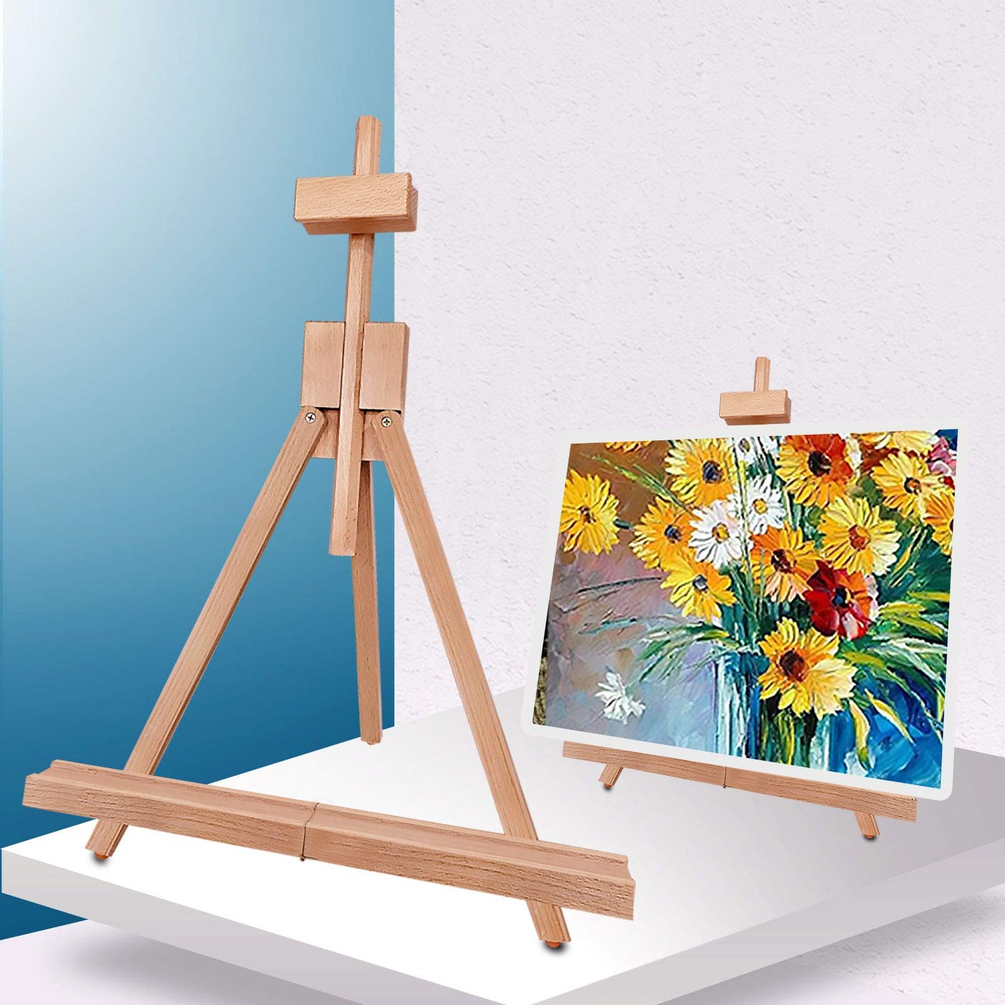 Portable Folding Wood Tabletop Painting Easel - Holds up to 22” Canvas