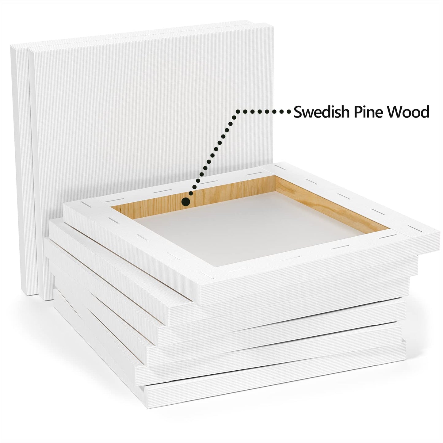 White Primed Stretched Canvas - 10 Pack (Multiple Sizes Available)