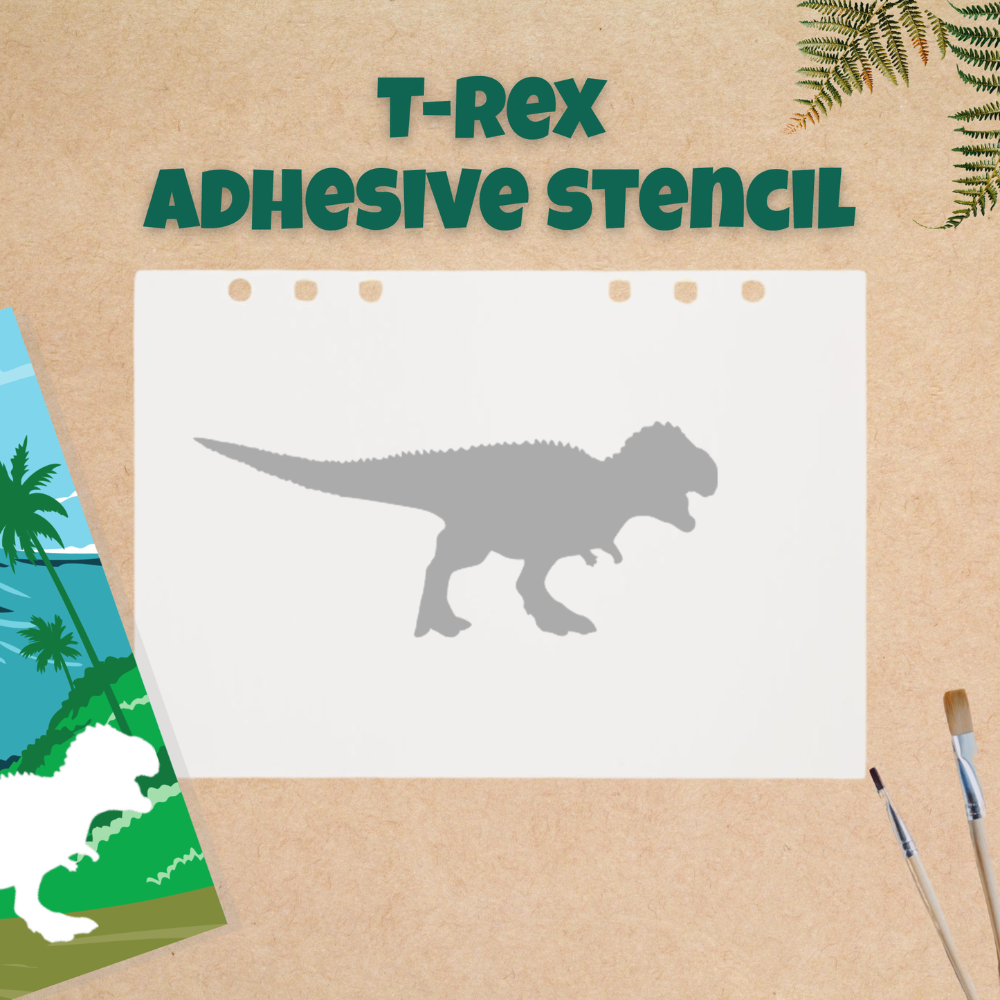 T-Rex Dinosaur Adhesive Stencil - 6”