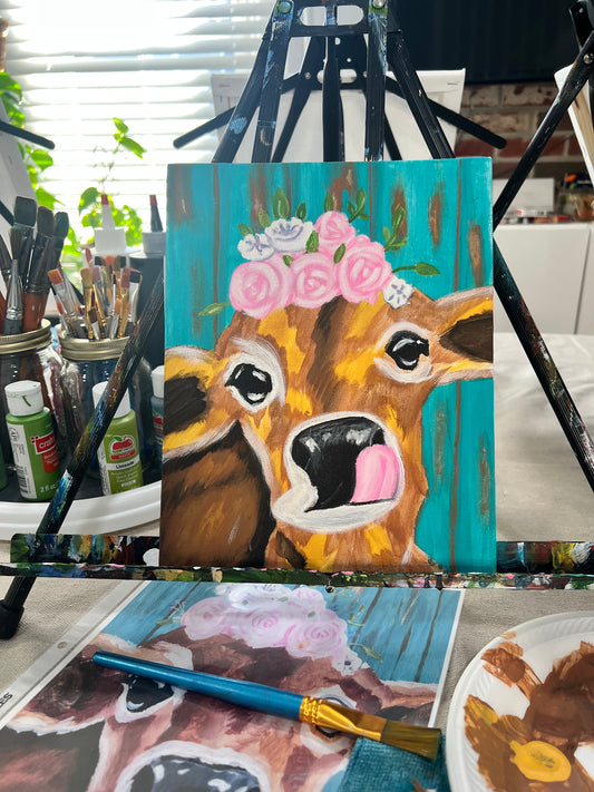 Fun Cow Pre-Stenciled Canvas | Ready-to-Paint