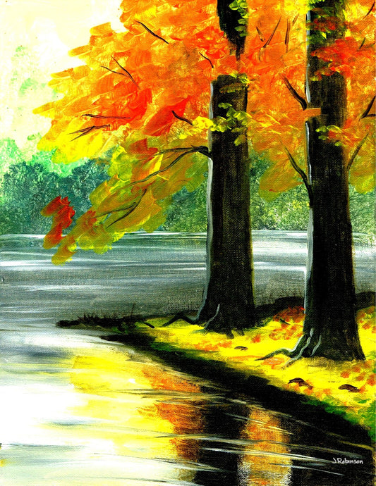 Fall by the Lake Painting Kit | Intermediate Autumn Art Project with Stencils