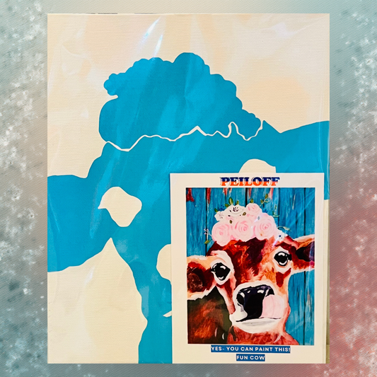Fun Cow Pre-Stenciled Canvas | Ready-to-Paint