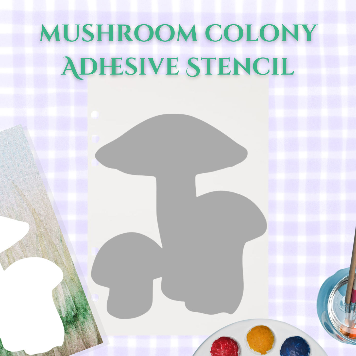 Mushroom Colony Adhesive Stencil - 6”