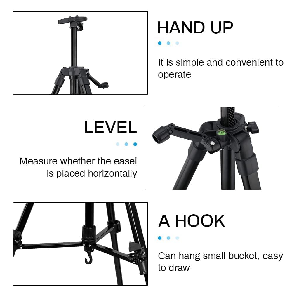 Adjustable Metal Artist Tripod Easel with Travel Bag for Table-Top/Floor Painting - Holds up to 36” Canvas