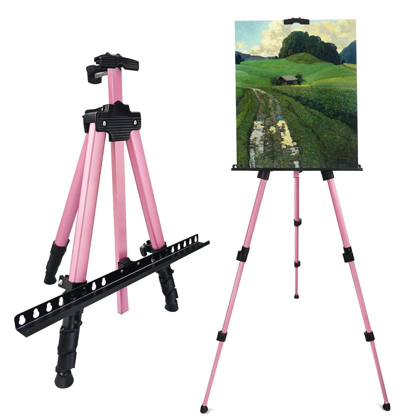 Adjustable Metal Artist Tripod Easel with Travel Bag for Table-Top/Floor Painting - Holds up to 36” Canvas