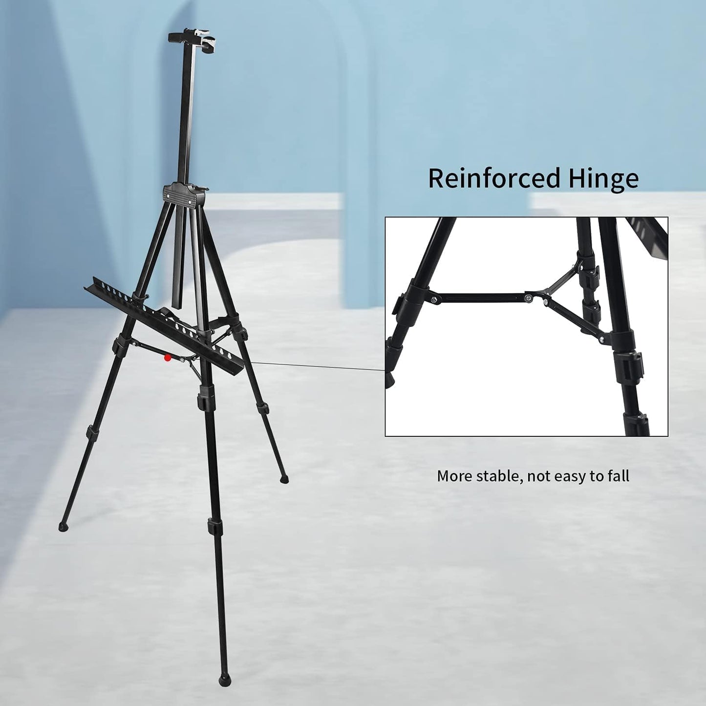 Adjustable Metal Artist Tripod Easel with Travel Bag for Table-Top/Floor Painting - Holds up to 36” Canvas