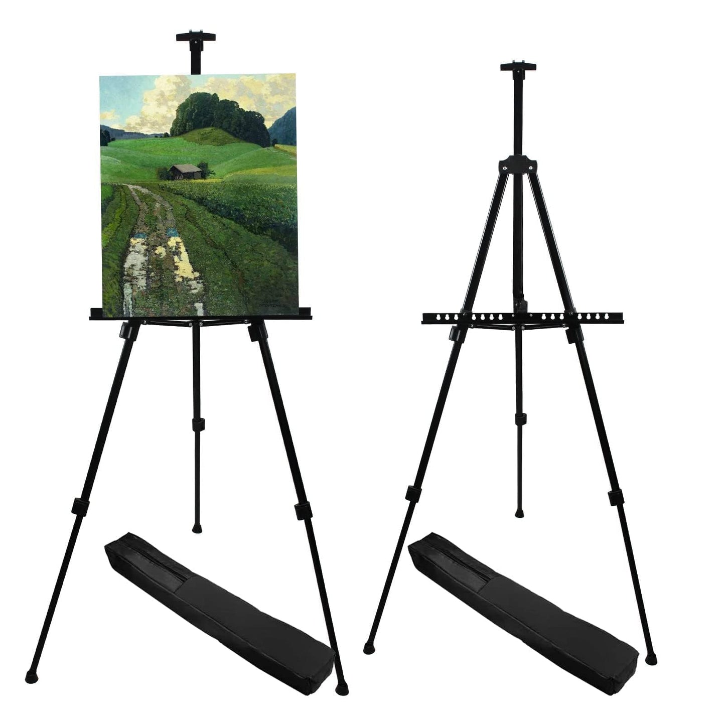 Adjustable Metal Artist Tripod Easel with Travel Bag for Table-Top/Floor Painting - Holds up to 36” Canvas