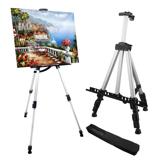 Adjustable Metal Artist Tripod Easel with Travel Bag for Table-Top/Floor Painting - Holds up to 36” Canvas