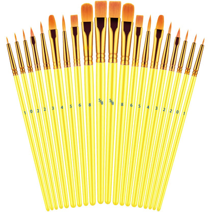 20 Piece Paint Brushes Set for Acrylic Painting (Assorted Colors Available)