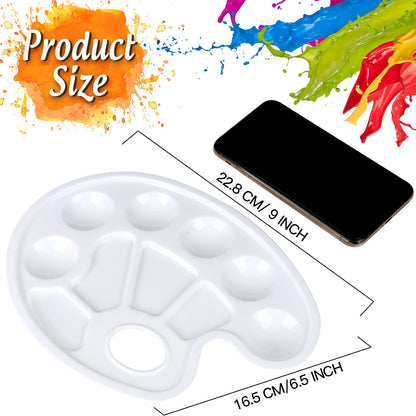 2 Pack Plastic Oval Paint Palette Tray with Thumb Hole for Adults & Kids