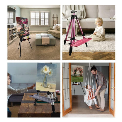 Adjustable Metal Artist Tripod Easel with Travel Bag for Table-Top/Floor Painting - Holds up to 36” Canvas