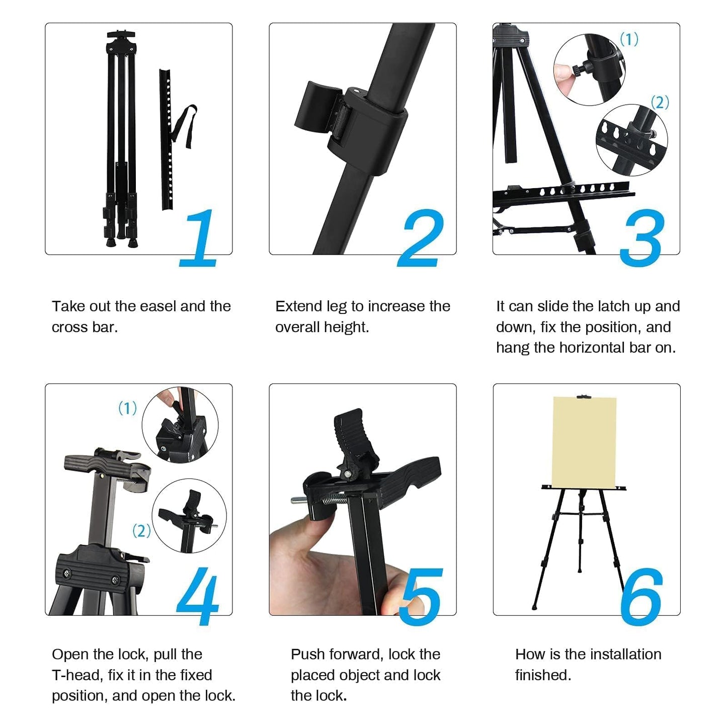 Adjustable Metal Artist Tripod Easel with Travel Bag for Table-Top/Floor Painting - Holds up to 36” Canvas