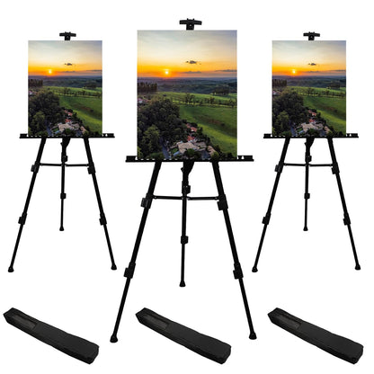 Adjustable Metal Artist Tripod Easel with Travel Bag for Table-Top/Floor Painting - Holds up to 36” Canvas