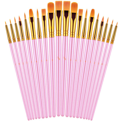 20 Piece Paint Brushes Set for Acrylic Painting (Assorted Colors Available)