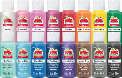 Apple Barrel Vibrant Spectrum Collection Acrylic Craft Paint 16 Assorted Colors - 2 fl oz each