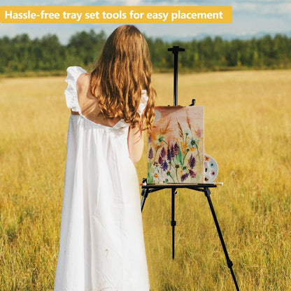 Adjustable Metal Artist Tripod Easel with Travel Bag for Table-Top/Floor Painting - Holds up to 36” Canvas