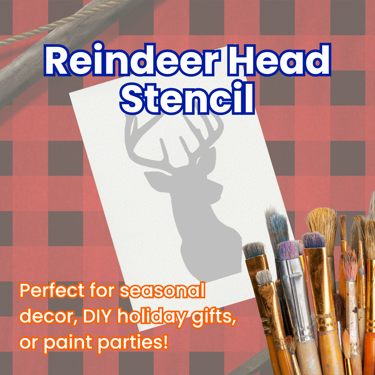 Reindeer Head Adhesive Stencil – 6”