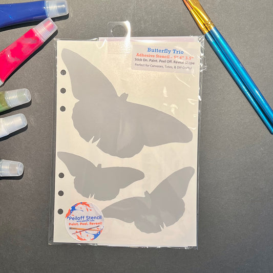Butterfly Trio Adhesive Stencil - 6”