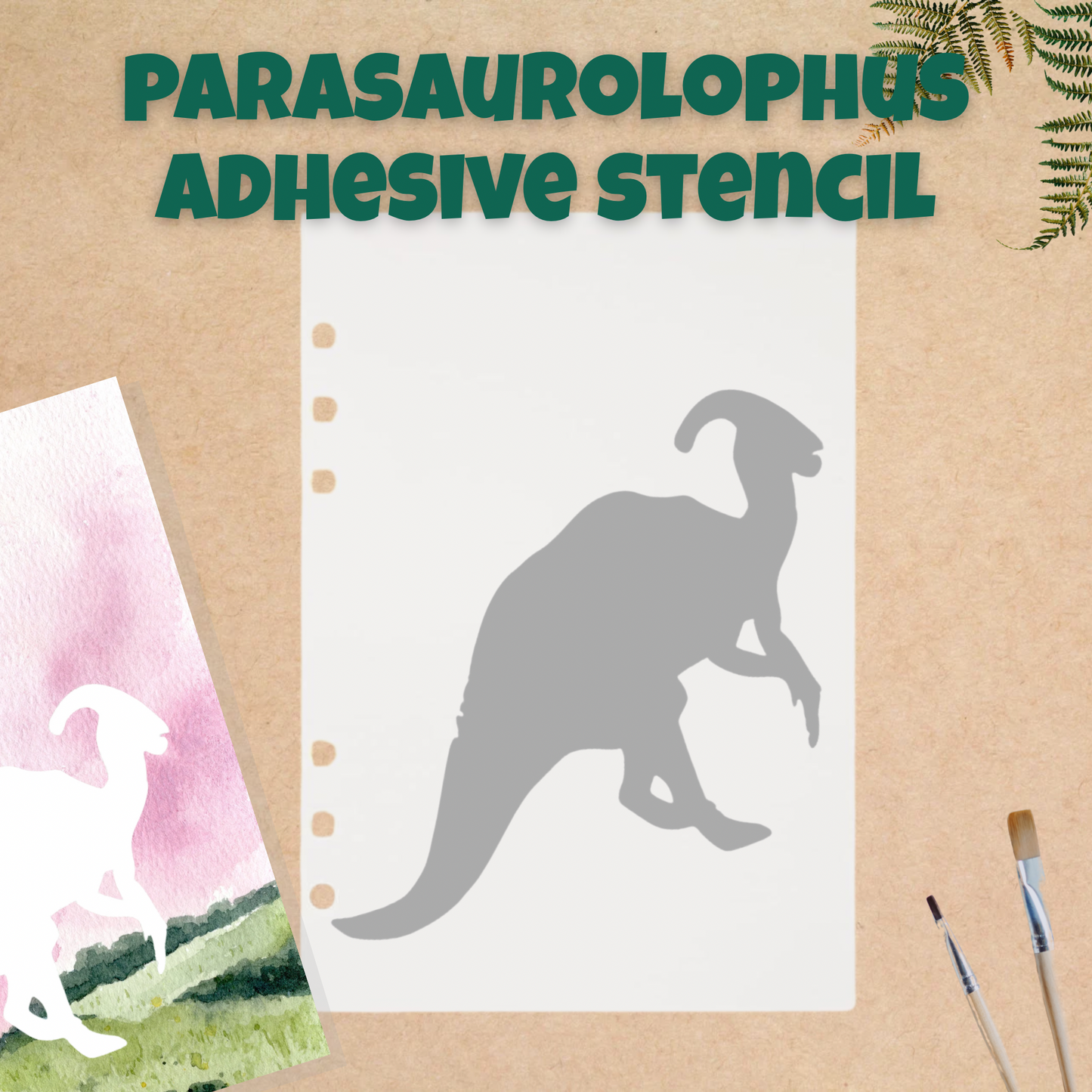 Parasaurolophus Dinosaur Adhesive Stencil - 6”