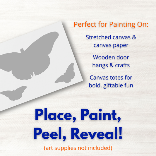 Butterfly Trio Adhesive Stencil - 6”