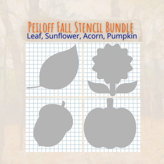 Fall Stencil Bundle – 6" Reusable Peiloff Stencils (Leaf, Pumpkin, Acorn & Sunflower)